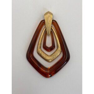 Avon Vintage 1974 Gold Tone Faux Tortoise Shell Pendant